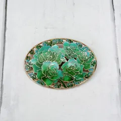 ヴィンテージ 七宝焼 バラブローチ 伝統工芸 当時物 昭和レトロ 彩光舎