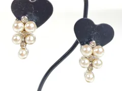 ニナリッチ　NINA RICCI　ラインストーン　フェイクパール　デザイン　イヤリング　シルバーカラー　送料無料