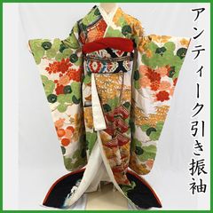 504aa16◇引き振袖 アンティーク着物 花嫁 婚礼 撮影 楓 五重塔 刺繍 レトロモダン 大正ロマン 昭和レトロ◇状態良好