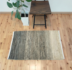 春祭り50％OFF】通年18℃　オールシーズン手織りラグ　無染め　ガゼニギャッベ　90x58cm　BP88