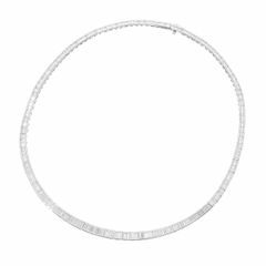 バゲットカットダイヤモンド(10.21ct)チョーカー ネックレス 約44cm Pt900 プラチナ 鑑別書【送料無料】【中古】25020153