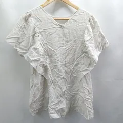 ◇ ⊂ GLOBAL WORK グローバルワーク 袖フリル 半袖 半袖シャツブラウス サイズM ベージュ系 レディース E  【1505290015554】