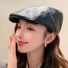 人気 ハンチング PUレザー ベレー帽 uv 小顔 折りたたみ帽子 濃緑レトロ 被り 帽子コーデ 小さめ レザー帽子 おしゃれ ギフト 秋 冬 春 オールシーズン ゴルフ グリーン 緑 プレゼント シンプル 旅行お出かけ 暖かい 防寒 キャスケット キャップ
