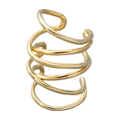 【ゴールド×フリーサイズ】[Cream dot. クリームドット公式] イヤーカフ レディース イヤーカフ レイヤード風 6連 クロスライン メタル シンプル 微調整可能 大きめ イヤカフ 片耳用 大人 上品