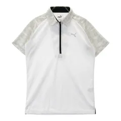サイズ：S PUMA GOLF プーマゴルフ  ハーフジップ 半袖ポロシャツ カモフラ 迷彩柄 ホワイト系 [240101536293] ゴルフウェア メンズ ストスト