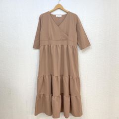 【完売商品】【入手困難】 ミルクティー MilkTea ★リッチなティアードが大人可愛い すとんと落ちてフワッと広がる綺麗の鉄板ティーアドワンピ★ カシュクールタイプの授乳服 【フリーサイズ】ベージュ【妊娠中はゆったりと産後はスリムに見える計算されたデザイン】