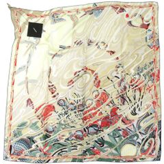 エルメス ツイリー パンタンシティ スカーフ シルク ベージュ/ブルー  