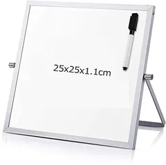 Ailenlan ホワイトボード 卓上 両面 25x25CM 磁気ホワイトボード メッセージボード スタンド付き 小型 マグネット メモ 伝言板 掲示板 セクションボード( ホワイト,  25x25cm)