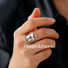 【新品未使用】錆びにくいステンレススチール製　2匹のねこ （シルバー）猫アクセサリー　 ねこアクセサリー 　猫指輪 　ねこ指輪