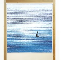 【MINIBOX のれん制作工房 正規販売店舗】【匿名配送 ネコポス 全国送料無料】のれん「海にヨット」85x90cm【日本製】スタジオジブリ 家紋 トトロ 千と千尋の神隠し 風景 景色 和柄 和風目隠し