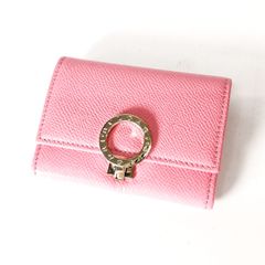 美品 BVLGARI ブルガリ ロゴ クリップ コインケース 小銭入れ ピンク コンパクト ウォレット