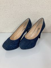 ％　DIANA ダイアナ　ハイヒール　パンプス　デニム生地　厚底　23.5cm【ファッション】【2】