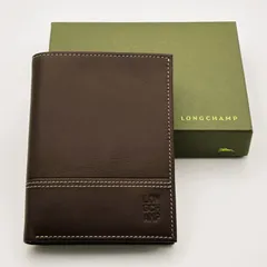 LONGCHAMP ロンシャン 折り財布 レザー ダークブラウン【未使用品 箱付き 中古品】 【058】のサムネイル