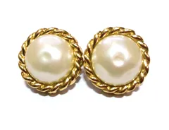 【2926】★美品★ シャネル パール イヤリング コメ有 ヴィンテージ  ゴールド ブランドアクセサリー レディースアンティーク調 CHANEL 高級イヤリング