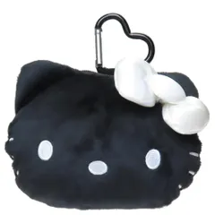 ハローキティ ミニポーチ カラビナ付きぬいぐるみファスナーマスコット モノクロ サンリオ ティーズファクトリー 小物入れ キャラクター グッズ 
