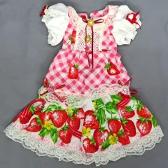 【中古】ドールアクセサリー 1/3用 ドレス(イチゴ柄)