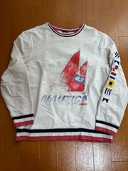 NAUTICA トリコロール ラインスウェット 白 国旗