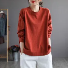 ☆ レッド ☆ XLサイズ ☆ 長袖Ｔシャツ 無地 レディースファション カジュアル トップス 長袖 Tシャツ レディース tシャツ シャツ 長袖Ｔシャツ 長袖tシャツ カジュアルシャツ レディースシャツ カジュアル ベーシック ゆったり シンプル 無地