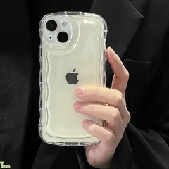 Sakanana iPhone 15 Pro Max ケース ウェーブ 韓国 クリア おしゃれ SNSで話題 アクスタ収納 人気 シャカシャカケース 透明 可愛い シンプル ソフトケース 滑り止め 耐衝撃 ストラップホール付き アイフォン 15 Pr