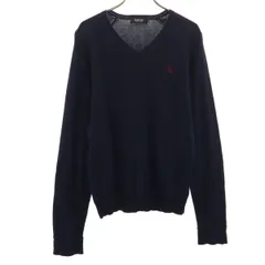 BURBERRY BLACK LABEL バーバリーブラックレーベル 長袖 Vネック ニット 2 ネイビー 三陽商会 セーター メンズ 古着