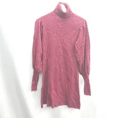 ◇ ⊇ ZARA リブニット タートルネック 長袖 膝丈 ワンピース サイズS レッド レディース E  【1410100004966】