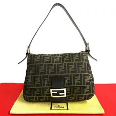 極 美品 FENDI フェンディ マンマバケット ズッカ FF ロゴ 柄 キャンバス レザー セミ ワン ショルダーバッグ ハンドバッグ ブラウン 50902