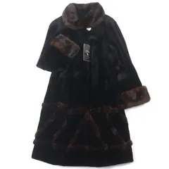 未使用品▼シェアードミンク ミンク MINK 切替デザイン 本毛皮ロングコート ブラック F レディース 毛質柔らか◎ 定価1,400,000円