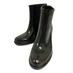 ハンター HUNTER レインブーツ レインシューズショートブーツ 長靴 ハイヒール チャンキーヒール サイドゴア 無地 厚底 ロゴ UK6 US8 黒 ブラック