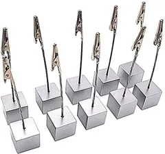 TradeWind スワイヤー メモクリップ メモスタンド カードホルダー カードスタンド 名刺 写真 メニュー ポップ キューブ型 ワイヤータイプ 机上用品 卓上 販促 10個セット(シルバー)