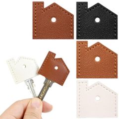 【在庫セール】4個セット 鍵カバー かわいい家の形 アンティークレザー PUレザー製キーキャップ 着脱が容易 鍵を簡単に識別 滑りにくい 衝突 キーカバー 衝撃防止 斬新な形 子供 大人用 [TBDBNR] キーの装飾 理想的なアクセサリー 3.6*3.3cm