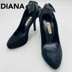 美品　DIANA　パンプス　ハイヒール　バックリボン　チェック　23　黒