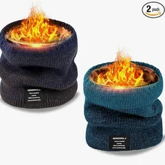 ネックウォーマー メンズ 防寒防風 裏起毛 【２枚セット】ネイビー グレー ブルー ネックガード 首巻き 厚手 スヌード 防寒グッズ スキー スノボ 通勤 通学 自転車 バイク アウトドア 男女兼用[Drametic+]