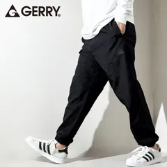 GERRY ジェリー ナイロン ワイドパンツ イージーパンツ ジョガーパンツ メンズ ユニセックス 男女兼用 軽量 軽い ゆったり らくちん ルームウェア アウトドア ウエストゴム 裾ゴム black 黒色 M L LL XL 01 ブラック 079170