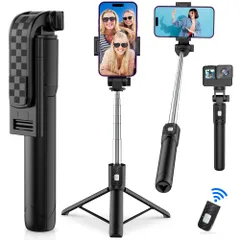 リモコン付 スマホスタンド 伸縮調節 無線 折りたたみ 三脚 360度回転 セルカ棒 遠隔シャッター付き 多機能 Bluetooth コンパクト 軽量型】 持ち運び便利 【2024業界新開発ミニ じどり棒 iPhone 自撮り棒 Android対応 pperf