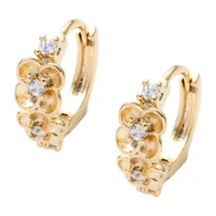 【ゴールド×ピアス】[Cream dot. クリームドット公式] ピアス レディース  フープ 金属アレルギー ニッケルフリー 中折れ キャッチレス 開閉式 キュービックジルコニア ビジュー フラワー 大人 