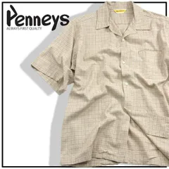 【新品】 PENNEY'S / ペニーズ　半袖シャツ タッターソールチェック オープンカラー シャツ 綿 コットン 70s HAWAII PENNEYS SHIRTS ハワイアンシャツ ベージュ 春夏