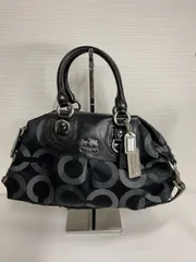 【中古美品正規品】COACH コーチ マディソン オプアート 2WAYショルダーバッグ ハンドバッグ ワンショルダー サテンキャンバス 黒 ブラック