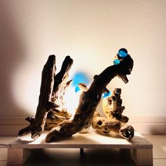 雁　HY02  LED照明　流木アート　インテリア　横型　流木らいと