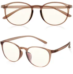 【数量限定】おしゃれ 紫外線カット ボストン型 メンズ 超軽量14g 伊達めがね レディース 度なし パソコン用 ユニセックス PC眼鏡 JIS規格 メガネ ブルーライトカット (ブラウン(ベージュ)) [ROTAKUMA]