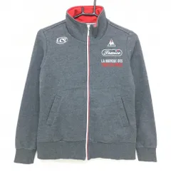 【美品】ルコック ジャケットブルゾン ダークグレー×白 トリコロールジップ ロゴ刺しゅう  レディース M ゴルフウェア le coq sportif