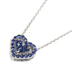 STAR JEWELRY スタージュエリー K18WG ホワイトゴールド ミステリアスハート サファイア ネックレス サファイア0.25ct 2.7g 40cm レディース 中古 美品