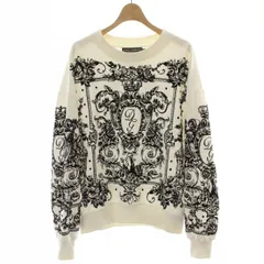 ドルチェ&ガッバーナ ドルガバ DOLCE&GABBANA スウェット トレーナー フロッキー 総柄 G9PF8T イタリア製 XS 白 ホワイト 黒 ブラック /DKのサムネイル
