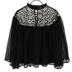 美品 ZARA ザラ レース 長袖 シースルー ブラウス XS ブラック レディース 古着