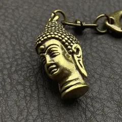 真鍮 キーホルダー キーリング ヴィンテージ ビンテージ アンティーク レトロ 真鍮製 縁起物 ハンドメイド ペンダントトップ 置物 チャーム 大仏 仏 顔 99