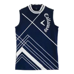 サイズ：S CALLAWAY キャロウェイ 2023年モデル ハイネック ノースリーブシャツ ライン柄 ネイビー系 [240101415176] ゴルフウェア レディース ストスト