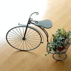 ラタン 自転車型 フラワースタンド 花台 ペニーファージング 籐 飾り棚