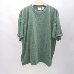 ◇ ⊂ Champion チャンピオン 丸首 ビッグシルエット 半袖 Tシャツ サイズXL グリーン系 メンズ E  【1501230042796】