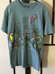90s オウム　野鳥　ヴィンテージ　刺繍　シングルステッチ　アニマル　Tシャツ