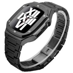 【在庫セール】4 SE 5 6 Series バンド (44mm 替えベルト ステンレスベルト AppleWatch対応 44mm 一体型 ブラック) ケースバンド ベルト アップルウォッチ RELAX