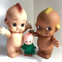 キューピー人形　2体　＋キュピナドール　昭和レトロソフビ人形レア　羽あり　　　　…e.s